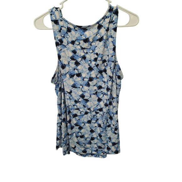 Charter Club Blouse Womens Size 3X Blue Floral Sleeveless Cowl Neck Top - Picture 2 of 8